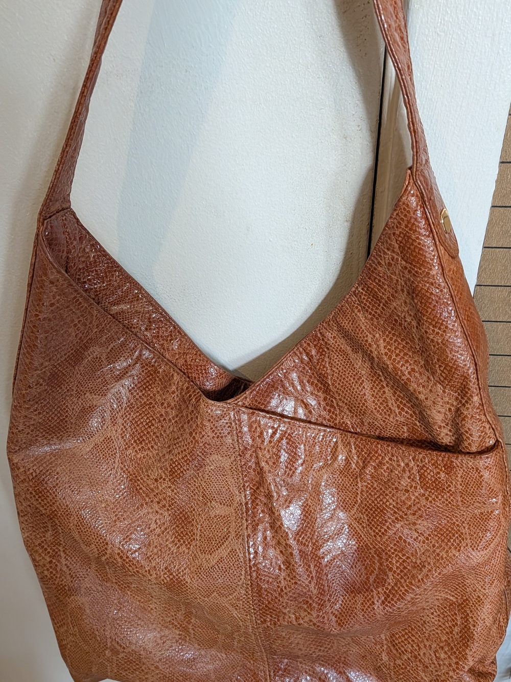 Lauren Merkin Brown Textured Leather Hobo Bag